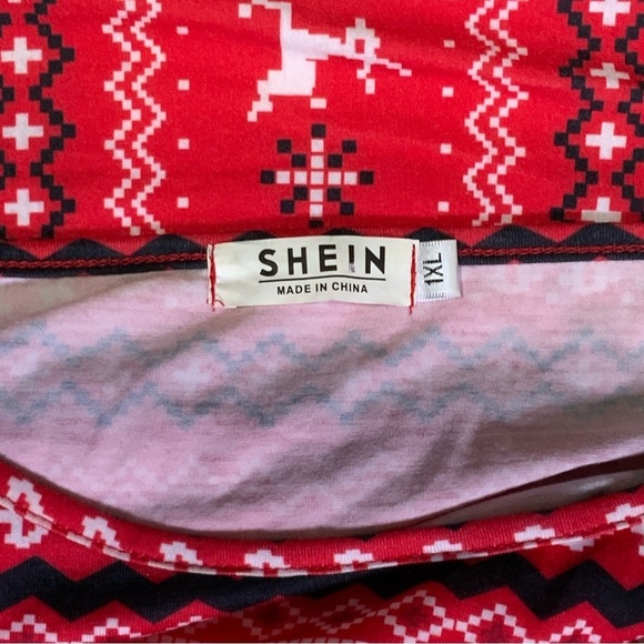 Christmas Crop Top Holiday Tee Blouse Shirt Long Sleeve Stretchy Red White 1XL - Picture 10 of 16